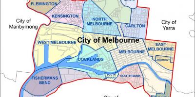 Mapa de Melbourne e arredores arredores
