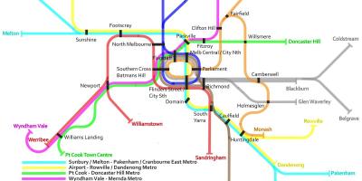 Metro tren mapa Melbourne