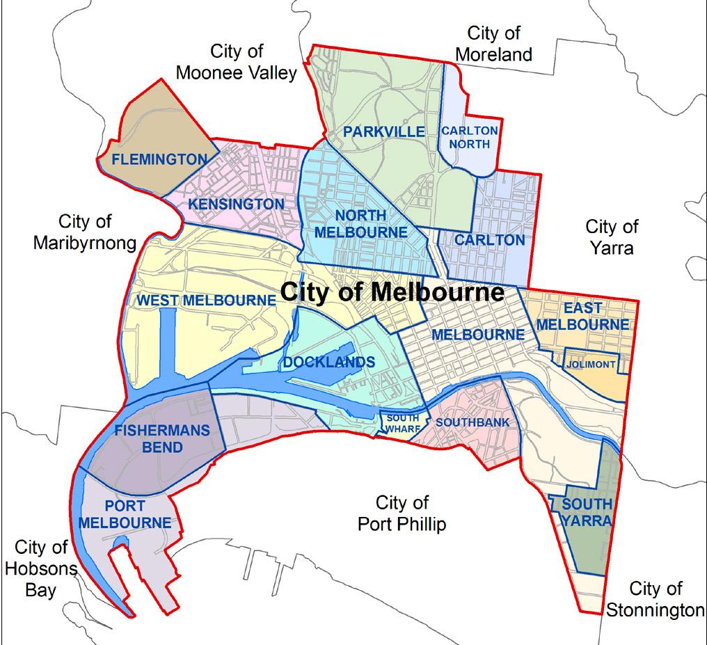 Melbourne área Mapa 