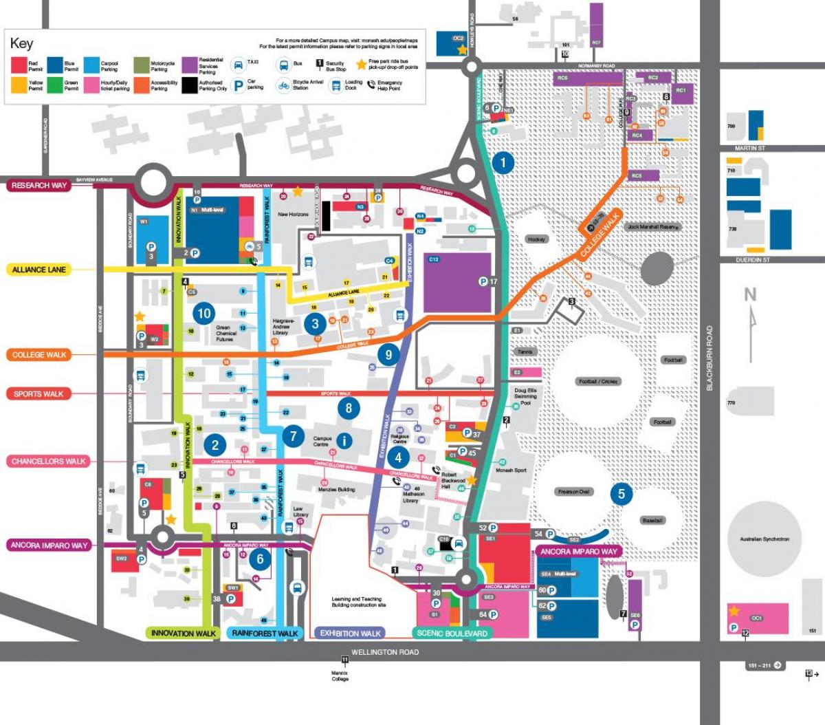 mapa da universidade de Monash