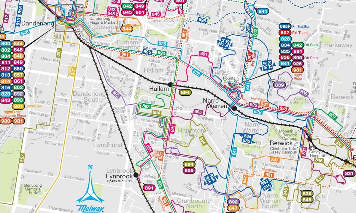 Melbourne rutas de autobuses mapa