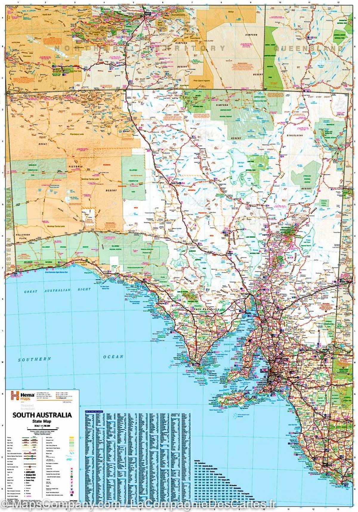 mapa do sur de Australia