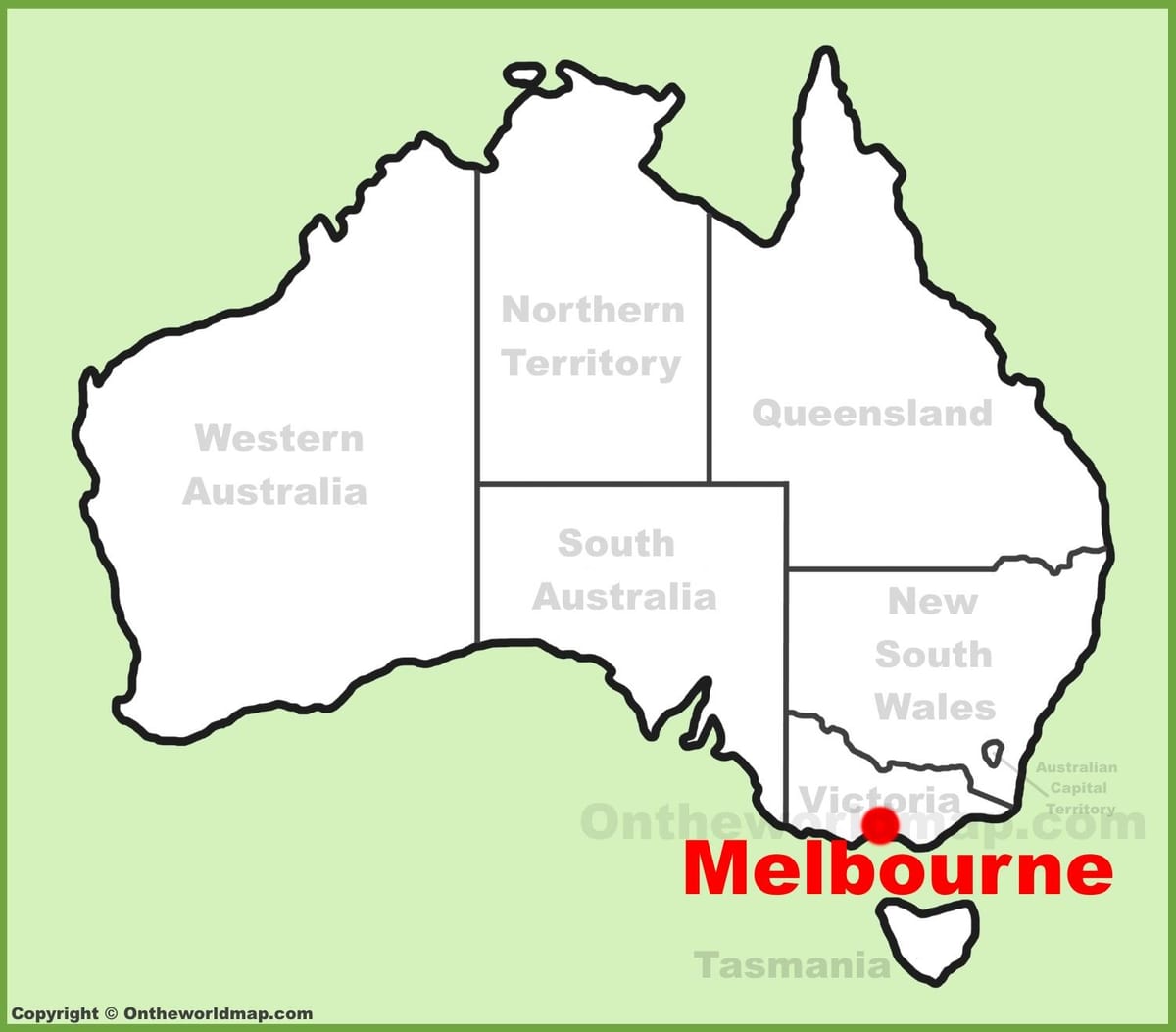 mapa Melbourne, Australia