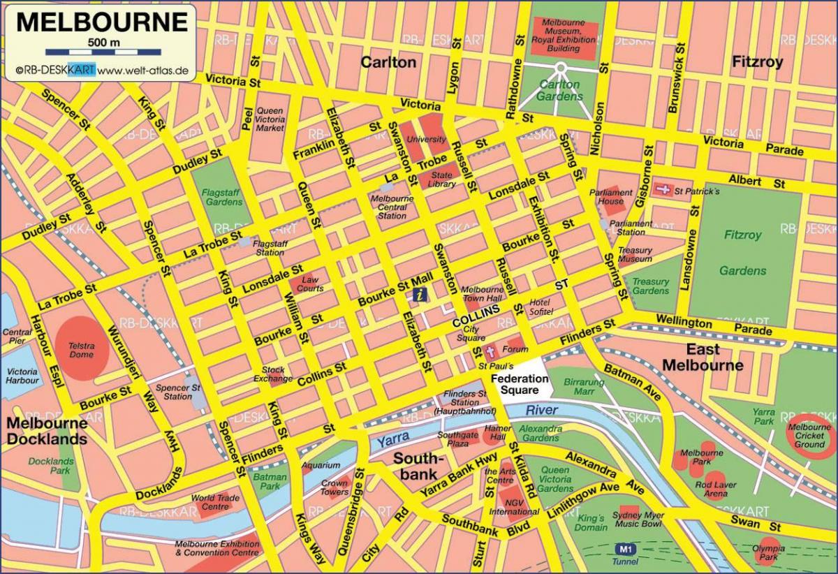 cidade de Melbourne mapa