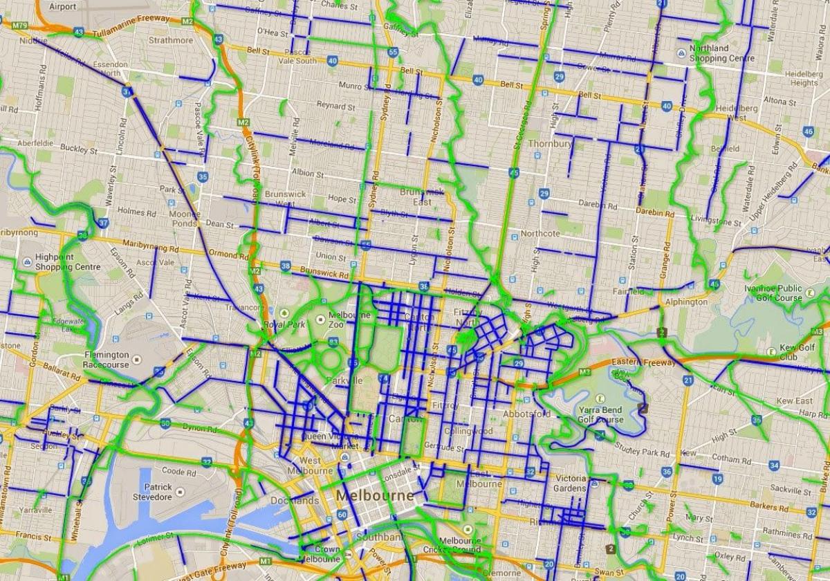bicicleta camiños Melbourne mapa
