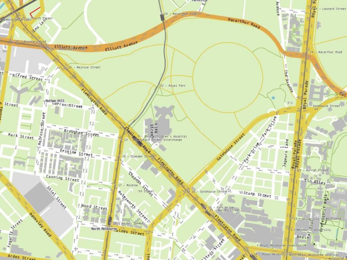mapa do Real hospital infantil Melbourne