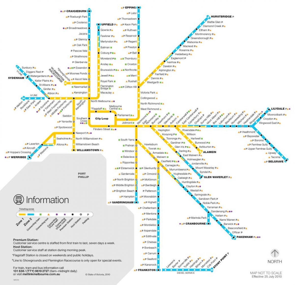 liña de tren mapa Melbourne