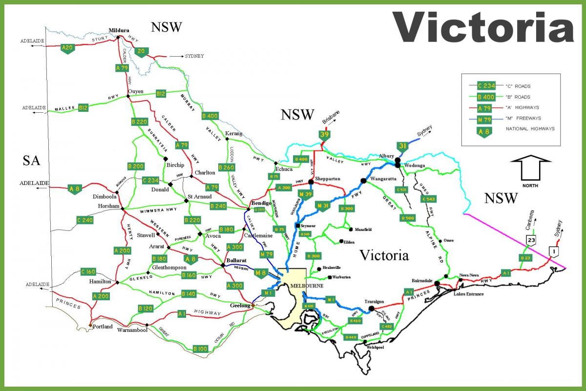 mapa de Victoria, Australia